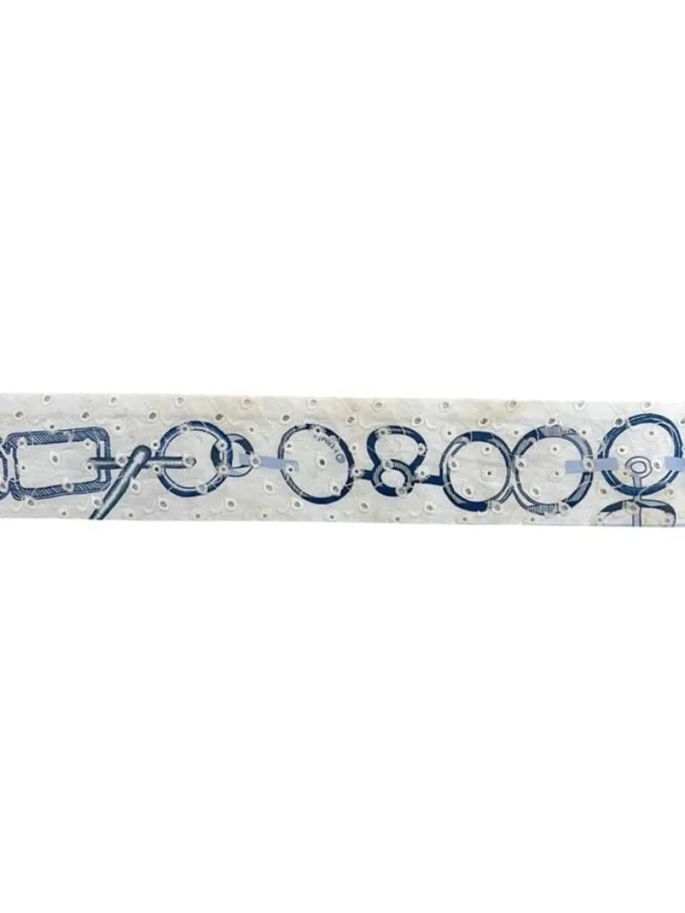 ★SOLD★ Hermes Ribbon Scarf Twill Blue White Light Dore Boucle - Picture 5 of 7